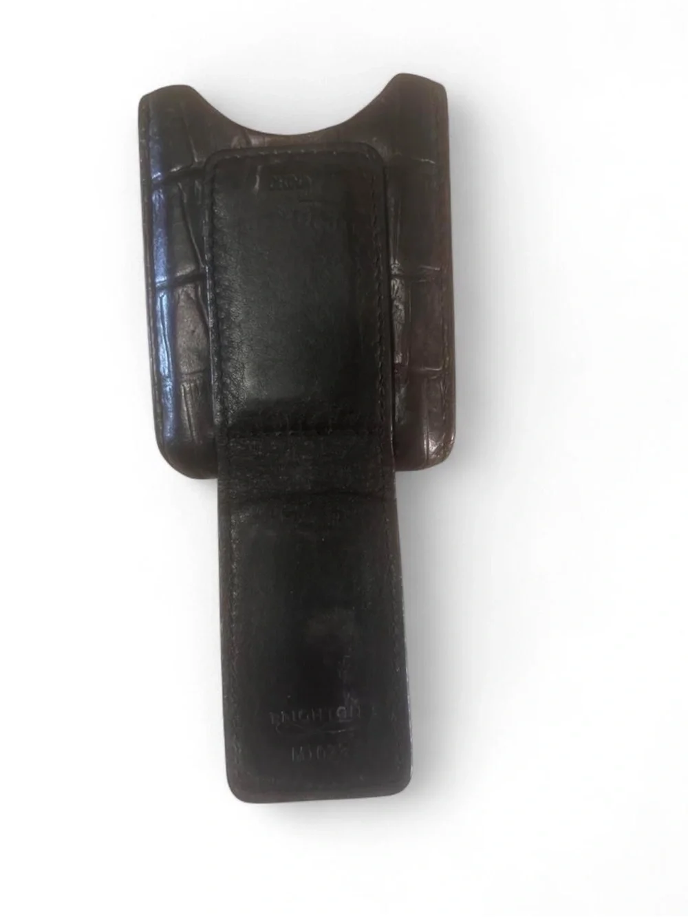 Leather Card/Cardholder with Embossed Coin Accent - black